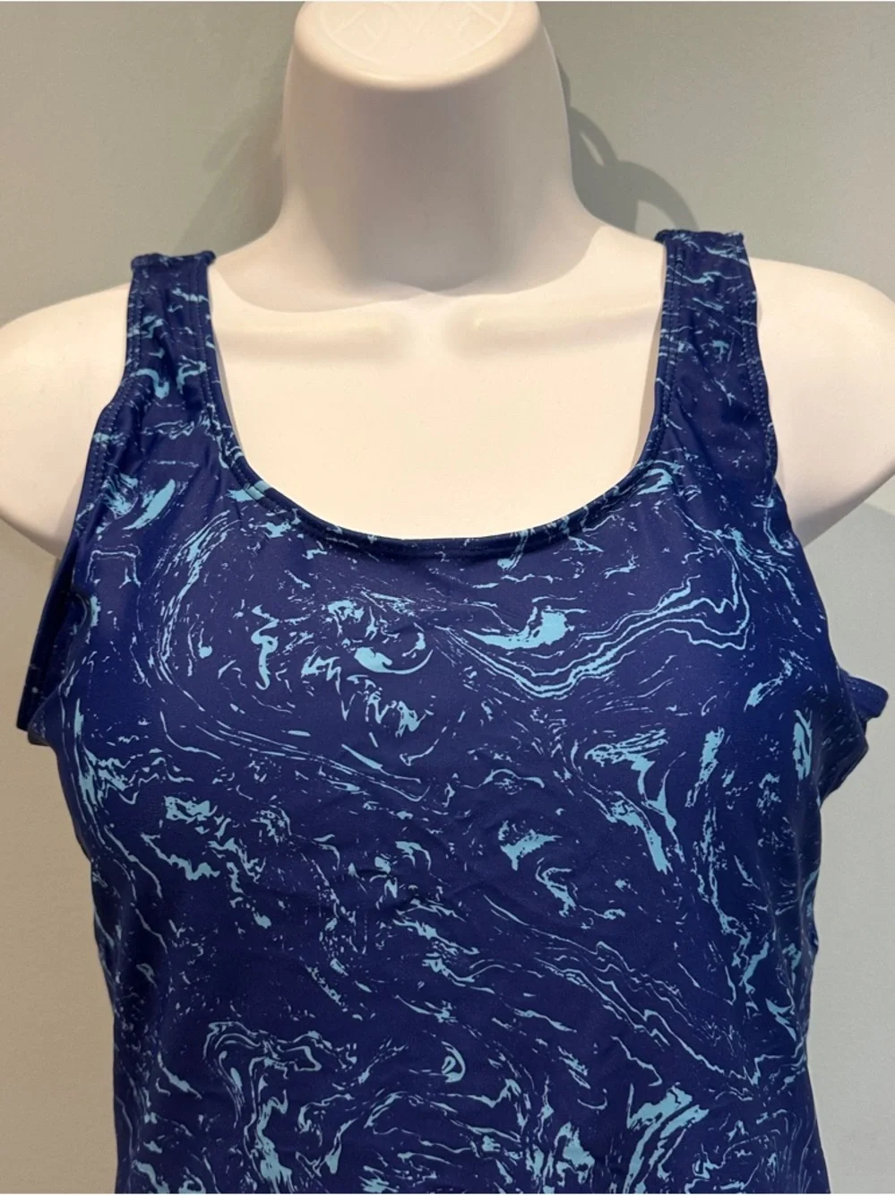Blue Marble One-Piece Swimsuit Crisscross Back Large NWOT - Picture 5 of 13